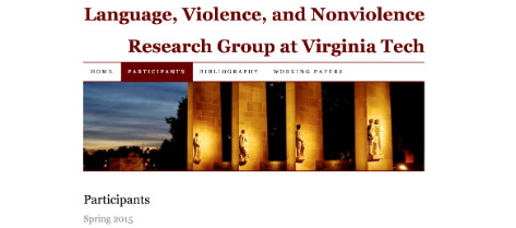 A screenshot of the Language, Violence, and Non-violence Research Group at Virginia Tech's website.